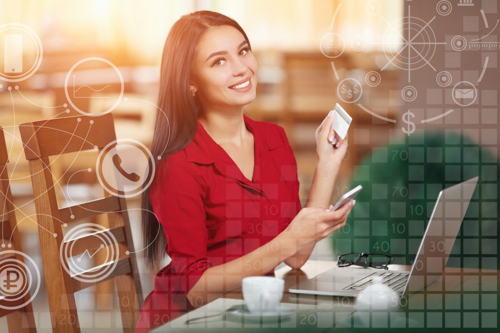 Business woman shopping online